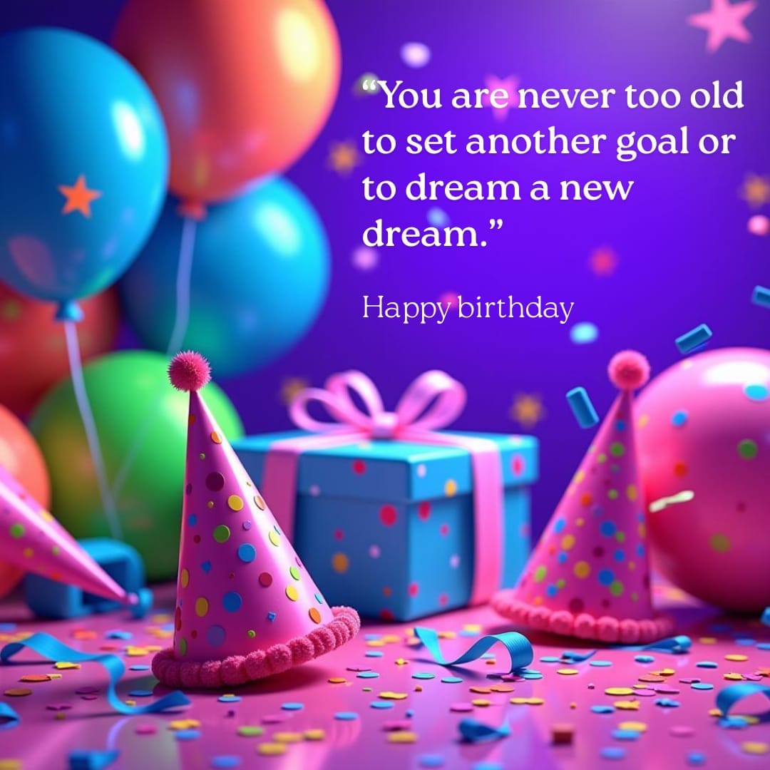 Festive image featuring written birthday wish text.”