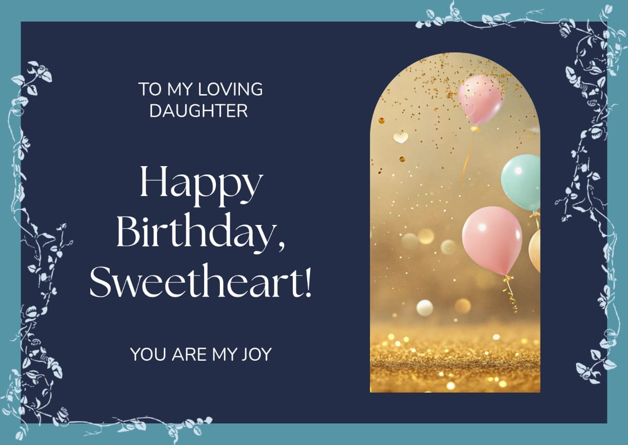 Heartwarming birthday wishes for daughter with cake and balloons