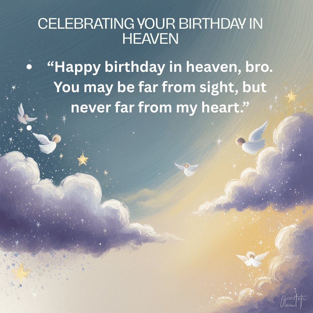Heartfelt birthday wish for late brother with heavenly clouds