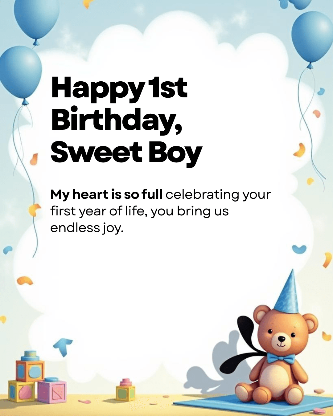 Heartfelt 1st Birthday Wishes for Baby Boy from Mother