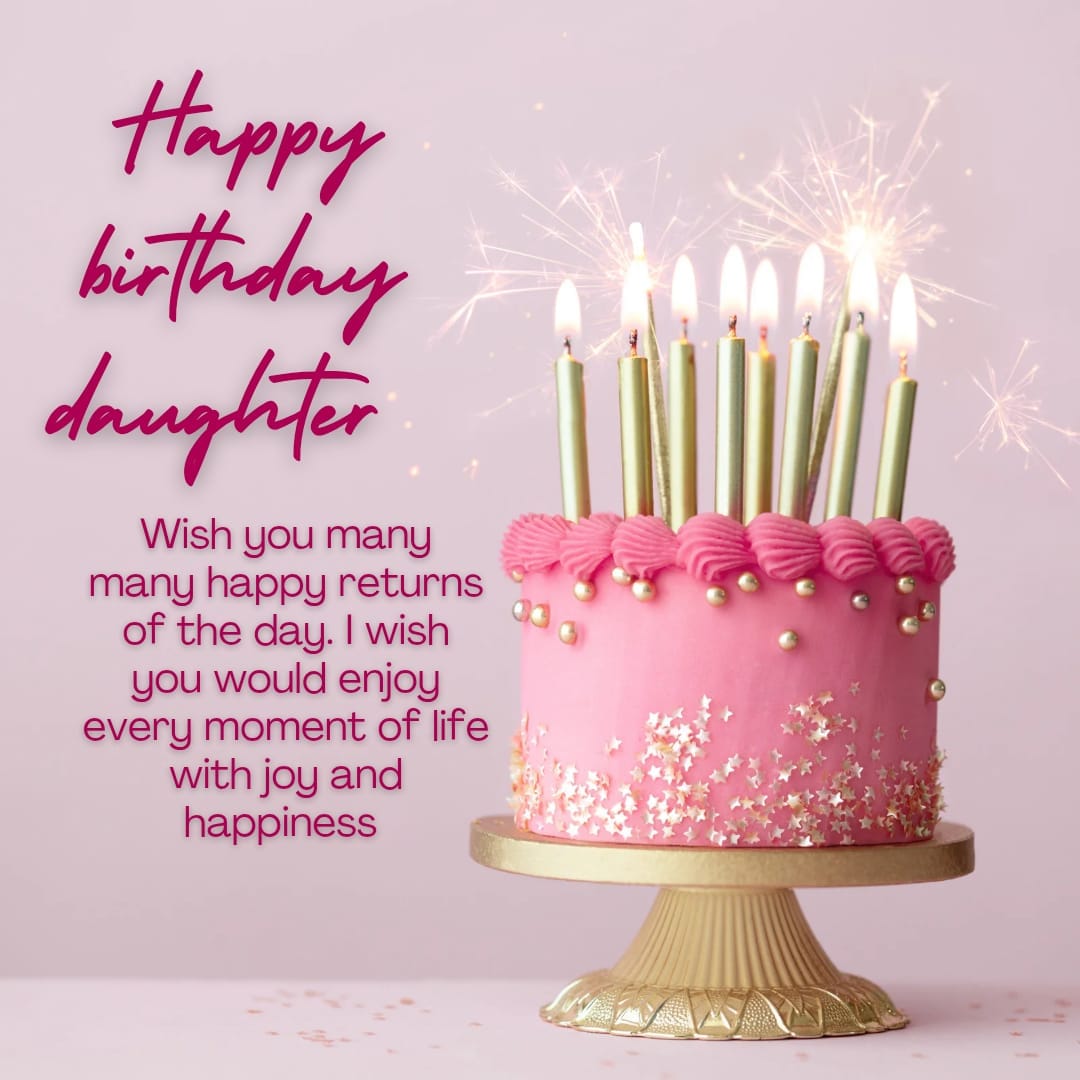Heartwarming birthday wishes for daughter with birthday cake and candles