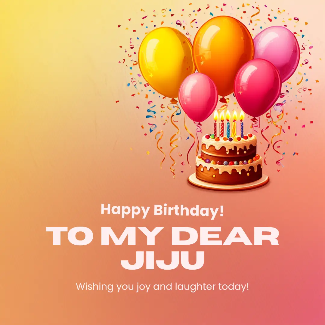 Birthday wishes for Jiju from Sali with cake and balloons. 
