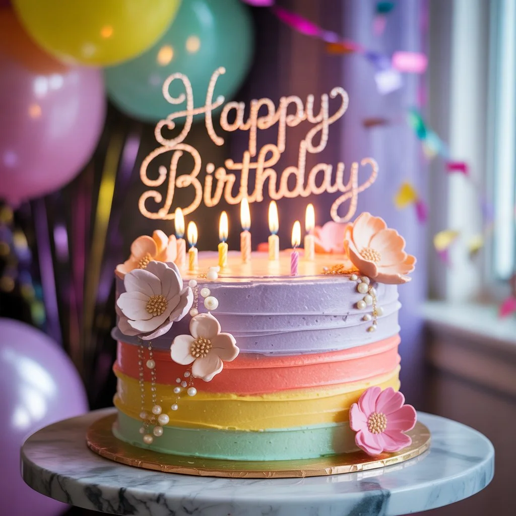 birthday cake with balllons for a coworker