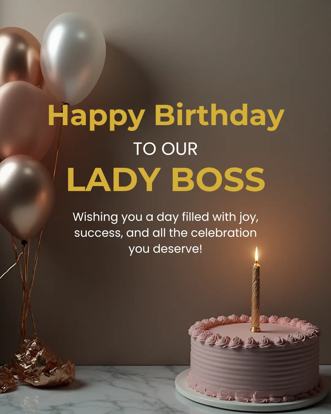 a birthday wish for female boss written on card