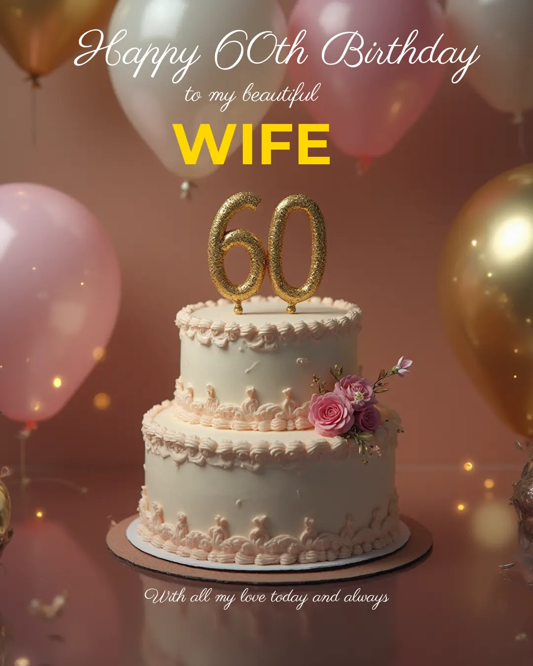 happy 60th birthday wishes for wife with beautiful cake